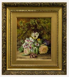 Thomas Collins (fl.1857-1893) - Framed Oil, Pansies & Primroses