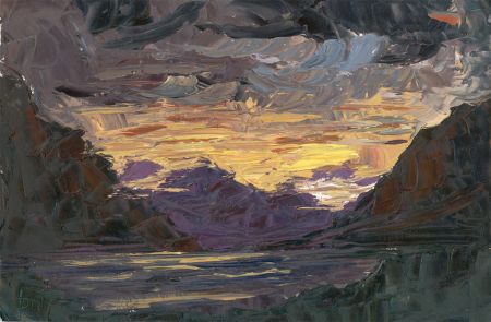 Daniel Nichols - Contemporary Oil, Highland Sunset
