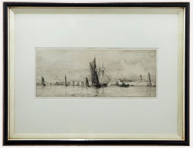William Lionel Wyllie (1851–1931) - 1911 Etching, Hot Walls, Portsmouth