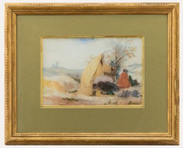 19th Century Watercolour - Setting up Camp