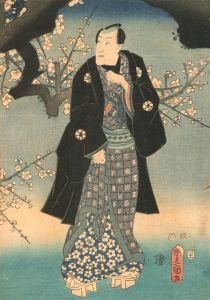Utagawa Kunisada (1786-1865) - Japanese Woodblock, Man Beneath Blossom Tree