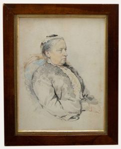 Framed Late 19th Century Watercolour - The Dowager