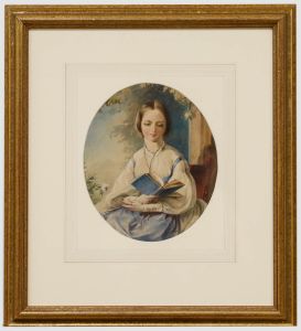 Alfred Edward Chalon RA (1780 -1860) - Framed Watercolour, A Young Lady Reading