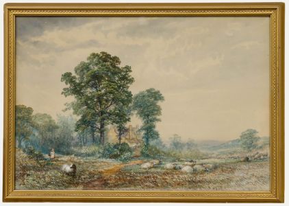 William Henry Vernon (1820-1909) - Framed Watercolour, Watching the Flock