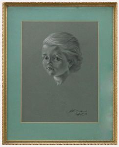 Anthony Brandt (1925-2009)- Framed Chalk & Charcoal Drawing, Portrait of a Girl