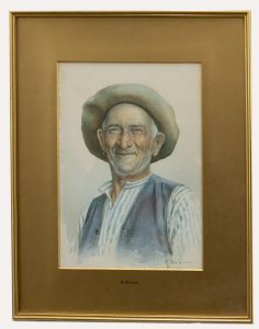 Giuseppe De Luca (1876-1950) - Watercolour, Man in a Blue Waistcoat