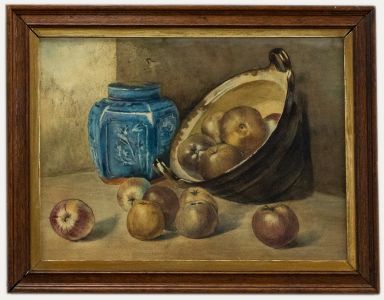 Framed Late 19th Century Watercolour - Still life with Chinese Jar