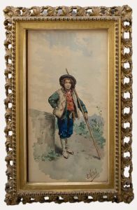 Eduard Vitali - 19th Century Watercolour, Italian Shepherd Boy