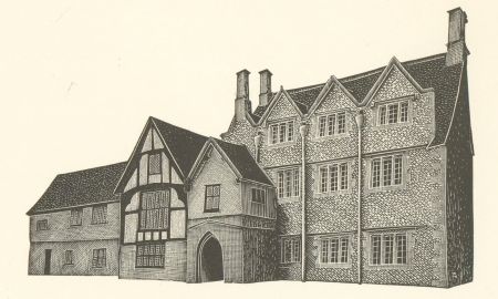 Richard Parker - 1985 Woodcut, Fyfield Manor, Oxfordshire
