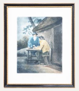 R.S. Syer after George Morland - Mezzotint, Outside the Ale-House Door