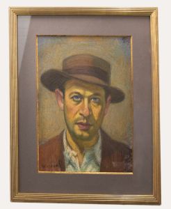 Continental School 20th Century Pastel - Man in a Fedora