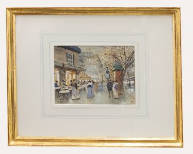 Victor Gabriel Gilbert (1847-1933) - Watercolour, Evening Boulevard, Paris