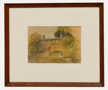 B.B - Framed Late 19th Century Watercolour, Bronte's House, Haworth