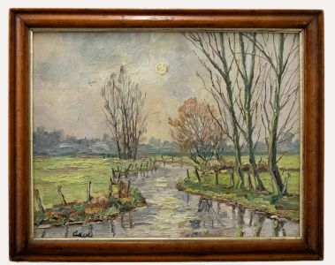 Framed 20th Century Oil - Winter Sun