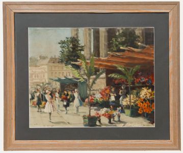 William Scudder - Framed Mid 20th Century Oil, Flower Walk, Paris