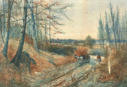 Walter Witham  - Early 20th Century Watercolour, Collecting Firewood