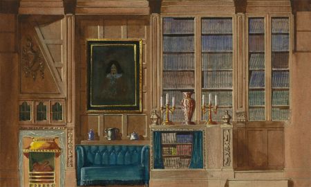 20th Century Watercolour - Oak Panelled Interior