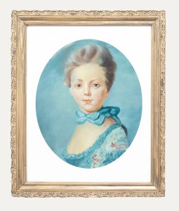 After Jean Baptiste Perronneau - Framed 20th Century Oil, A Girl with a Kitten