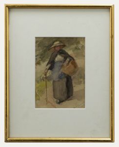 Framed Early 20th Century Watercolour - Lady in a Summer Hat