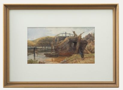 F. Mercer - 1875 Watercolour, End of the Fishing Day