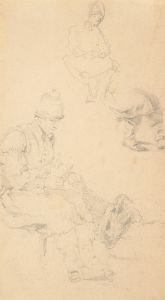 Attrib. Samuel Prout (1783-1852) - 19th Century Graphite Drawing, Net Mending