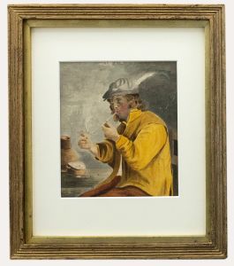 19th Century Watercolour - The Pipe Smoker