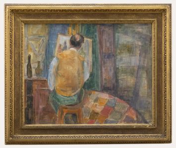Audrey Turner - Framed Mid 20th Century Oil, The Artist at Work