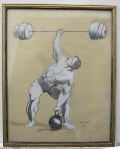 Shaf  - 1895 Charcoal Drawing, Arthur Saxon, The Iron Master