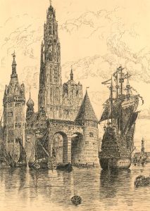 L.A. Jordan - Late 19th Century Pen and Ink Drawing, Antwerp