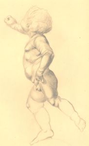 c.1944 Graphite Drawing - Cherub Study