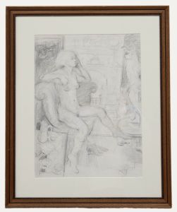 John Shelton (1923-1993) - 1975 Graphite Drawing, The Nude and the Minotaur