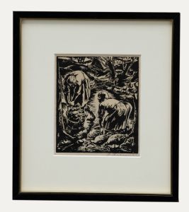 Stanislaw Raczynski (1903-1982) - Framed Mid 20th Century Woodcut, Wash Day