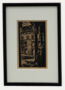 Stanislaw Raczynski (1903-1982) - Framed Woodcut, Wawel Castle Courtyard