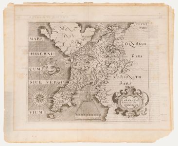 After William Hole - 18th Century Engraving, Map of Caernarvonshire, Wales