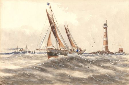 E. Adams - Early 20th Century Watercolour, Stormy Seas at Plymouth