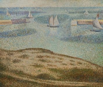 After Georges Seurat (1859-1891) - Contemporary Oil, Port-en-Bessin