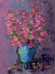 Annelise Firth (b.1961) - After Nancy Kominsky 2022 Oil, Foxgloves