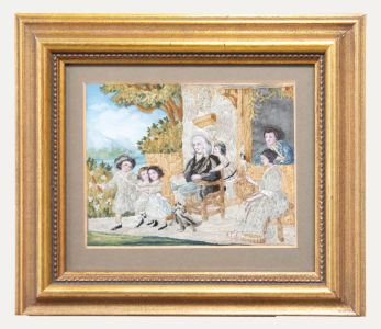 American Early 19th Century - Silkwork Picture with Figures