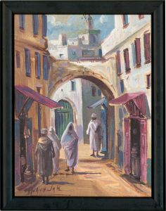 Framed Contemporary Oil - Persian Street Scene