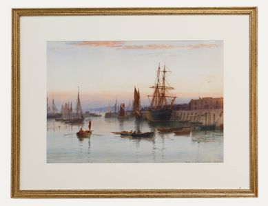 Arthur Henry Enock (1839-1917) - Framed Watercolour, Evening on the Harbour