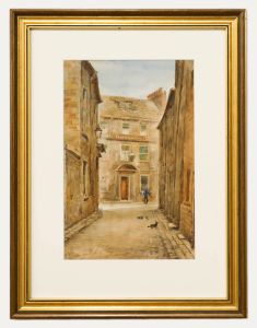 Keavale  - English School 1916 Watercolour, The Cobbled Street