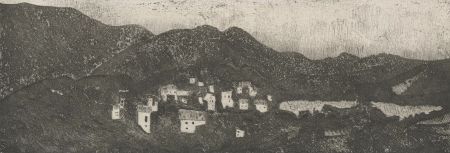 Alain Suly - 1961 Etching, Village in the Hills