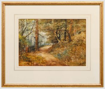 - Framed Late 19th Century Watercolour, Figures on a Woodland Path