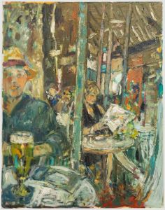 Glo Williams (b.1940) - Contemporary Oil, Girl at the Cafe