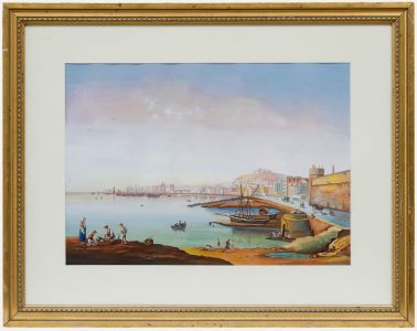 Neapolitan School 19th Century Gouache - The Bay