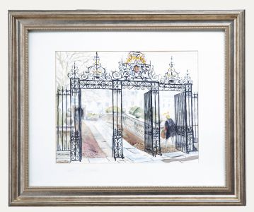 John Morris - Framed 20th Century Watercolour, Clare College, Cambridge