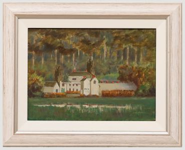 Framed 20th Century Oil - Chateau in a Landscape