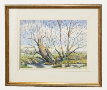  L. S. Frost - Framed Contemporary Watercolour, Willows by the Water