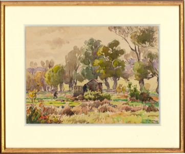 Framed Mid 20th Century Watercolour - Allotments near Nancy