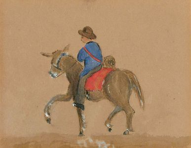 Framed Late 19th Century Watercolour - Donkey & Rider